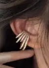 Altın Renk Taş Detaylı 14K Altın Kaplama TX Ear Cuff (Tek)