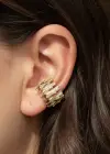 Altın Renk Taş Detaylı 14K Altın Kaplama TX Ear Cuff (Tek)