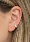 Altın Renk Taş Detaylı 14K Altın Kaplama TX Ear Cuff (Tek)