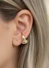 Altın Renk Taş Detaylı 14K Altın Kaplama TX Ear Cuff (Tek)