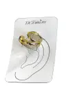 Altın Renk Taş Detaylı 14K Altın Kaplama TX Ear Cuff (Tek)