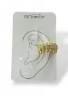 Altın Renk Taş Detaylı 14K Altın Kaplama TX Ear Cuff (Tek)