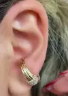 Altın Renk Taş Detaylı 14K Altın Kaplama TX Ear Cuff (Tek)
