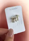 Altın Renk Taş Detaylı 14K Altın Kaplama TX Ear Cuff (Tek)
