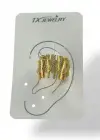Altın Renk Taş Detaylı 14K Altın Kaplama TX Ear Cuff (Tek)