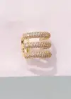 Altın Renk Taş Detaylı 14K Altın Kaplama TX Ear Cuff (Tek)
