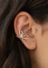 Altın Renk Taş Detaylı 14K Altın Kaplama TX Ear Cuff (Tek)