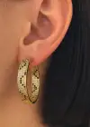Altın Renk Taş Detaylı 14K Altın Kaplama TX Küpe (Çift)