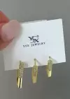 Altın Renk Taş Detaylı 3lü YSX Küpe Set