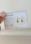 Altın Renk Taş Detaylı 6lı Çelik Küpe Set