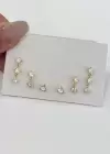 Altın Renk Taş Detaylı 6lı Küpe Set