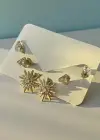 Altın Renk Taş Detaylı 6lı Küpe Set