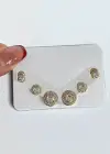 Altın Renk Taş Detaylı 6lı Küpe Set
