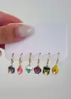Altın Renk Taş Detaylı 6lı Küpe Set