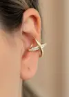 Altın Renk Taş Detaylı Çarpı Figürlü 14K Altın Kaplama TX Ear Cuff (Tek)