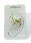 Altın Renk Taş Detaylı Çarpı Figürlü 14K Altın Kaplama TX Ear Cuff (Tek)