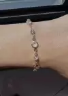 Altın Renk Taş Detaylı Çelik Bileklik