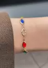 Altın Renk Taş Detaylı Çelik Bileklik