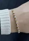 Altın Renk Taş Detaylı Çelik Bileklik