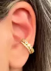Altın Renk Taş Detaylı Çelik Ear Cuff (Tek)