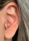 Altın Renk Taş Detaylı Çelik Halka Tragus/Kıkırdak Küpe/Piercing (Tek)