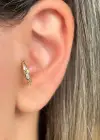 Altın Renk Taş Detaylı Çelik Halka Tragus/Kıkırdak Küpe/Piercing (Tek)