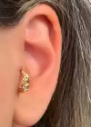 Altın Renk Taş Detaylı Çelik Halka Tragus/Kıkırdak Küpe/Piercing (Tek)