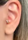 Altın Renk Taş Detaylı Çelik Halka Tragus/Kıkırdak Küpe/Piercing (Tek)