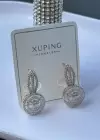 Altın Renk Taş Detaylı Çelik Halka Xupıng Küpe (Çift)