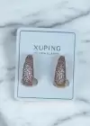 Altın Renk Taş Detaylı Çelik Halka Xupıng Küpe (Çift)