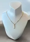 Altın Renk Taş Detaylı Çelik Kolye