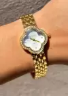 Altın Renk Taş Detaylı Çelik Kordonlu Kadın Saat