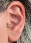 Altın Renk Taş Detaylı Çelik Tragus/Kıkırdak Küpe/Piercing (Tek)
