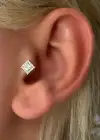 Altın Renk Taş Detaylı Çelik Tragus/Kıkırdak Küpe/Piercing (Tek)