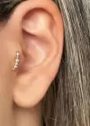 Altın Renk Taş Detaylı Çelik Tragus/Kıkırdak Küpe/Piercing (Tek)