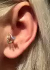 Altın Renk Taş Detaylı Çelik Tragus/Kıkırdak Küpe/Piercing (Tek)