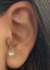 Altın Renk Taş Detaylı Çelik Tragus/Kıkırdak Küpe/Piercing (Tek)