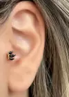 Altın Renk Taş Detaylı Çelik Tragus/Kıkırdak Küpe/Piercing (Tek)