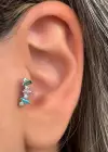 Altın Renk Taş Detaylı Çelik Tragus/Kıkırdak Küpe/Piercing (Tek)