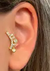 Altın Renk Taş Detaylı Çelik Tragus/Kıkırdak Küpe/Piercing (Tek)