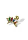 Altın Renk Taş Detaylı Çelik Tragus/Kıkırdak Küpe/Piercing (Tek)