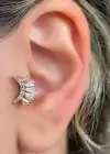 Altın Renk Taş Detaylı Çelik Tragus/Kıkırdak Küpe/Piercing (Tek)