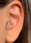 Altın Renk Taş Detaylı Çelik Tragus/Kıkırdak Küpe/Piercing (Tek)