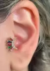 Altın Renk Taş Detaylı Çelik Tragus/Kıkırdak Küpe/Piercing (Tek)