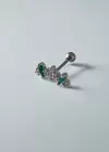 Altın Renk Taş Detaylı Çelik Tragus/Kıkırdak Küpe/Piercing (Tek)
