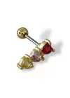 Altın Renk Taş Detaylı Çelik Tragus/Kıkırdak Küpe/Piercing (Tek)