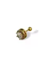 Altın Renk Taş Detaylı Çelik Tragus/Kıkırdak Küpe/Piercing (Tek)