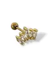 Altın Renk Taş Detaylı Çelik Tragus/Kıkırdak Küpe/Piercing (Tek)