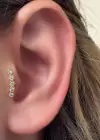 Altın Renk Taş Detaylı Çelik Tragus/Kıkırdak Küpe/Piercing (Tek)