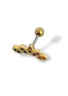 Altın Renk Taş Detaylı Çelik Tragus/Kıkırdak Küpe/Piercing (Tek)